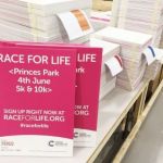 Cancer Research charity board sign printing