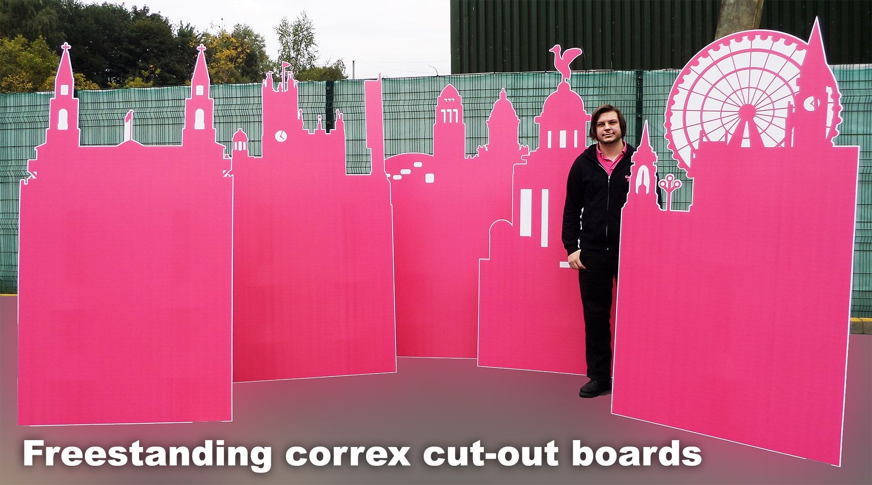 Large Freestanding cut to shape boards printed