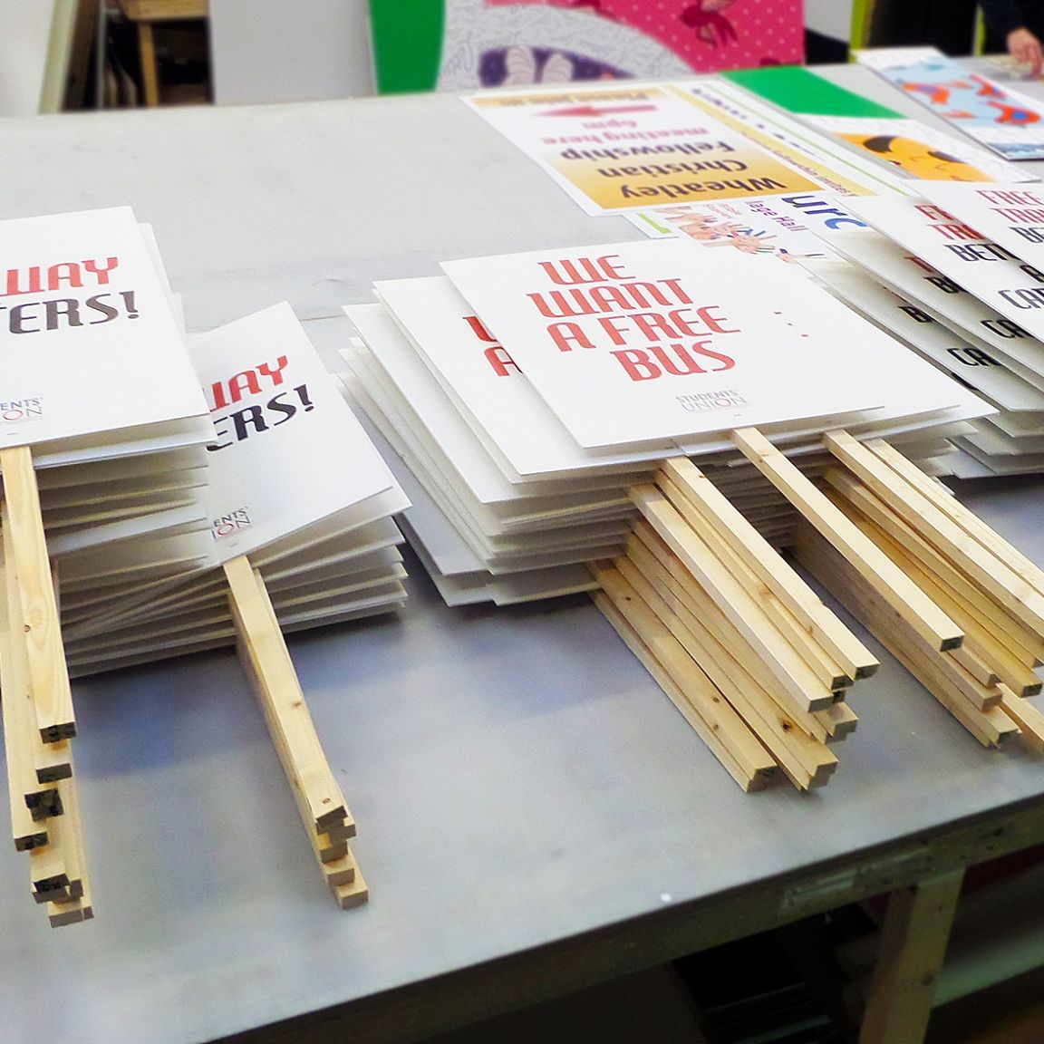 Picketing placards printed for student union